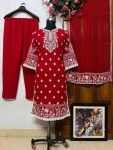 ATTRACTIVE GEORGETTE EMBROIDERY THREAD WORK TOP BOTTOM WITH DUPATTA PARTY WEAR WHOLESALE PRICE ETHNIC GARMENT (9)