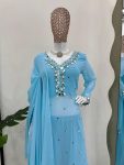 ATTRACTIVE GEORGETTE THREAD SEQUENCE MIRROR WORK TOP PALAZZO WITH DUPATTA FESTIVAL WEAR WHOLESALE PRICE ETHNIC GARMENT (12)