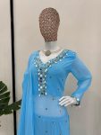 ATTRACTIVE GEORGETTE THREAD SEQUENCE MIRROR WORK TOP PALAZZO WITH DUPATTA FESTIVAL WEAR WHOLESALE PRICE ETHNIC GARMENT (12)