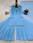 ATTRACTIVE GEORGETTE THREAD SEQUENCE MIRROR WORK TOP PALAZZO WITH DUPATTA FESTIVAL WEAR WHOLESALE PRICE ETHNIC GARMENT (12)