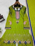 ATTRACTIVE GEORGETTE THREAD SEQUENCE WORK TOP SHARARA WITH DUPATTA FESTIVAL WEAR WHOLESALE PRICE ETHNIC GARMENT (5)
