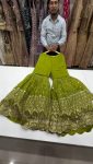 ATTRACTIVE GEORGETTE THREAD SEQUENCE WORK TOP SHARARA WITH DUPATTA FESTIVAL WEAR WHOLESALE PRICE ETHNIC GARMENT (5)