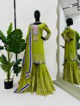 ATTRACTIVE GEORGETTE THREAD SEQUENCE WORK TOP SHARARA WITH DUPATTA FESTIVAL WEAR WHOLESALE PRICE ETHNIC GARMENT (5)