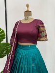 ATTRACTIVE JACQUARD SILK FOIL PRINT WORK LEHENGA CHOLI WITH DUPATTA FESTIVAL WEAR WHOLESALE PRICE ETHNIC GRAMENT (21)