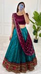 ATTRACTIVE JACQUARD SILK FOIL PRINT WORK LEHENGA CHOLI WITH DUPATTA FESTIVAL WEAR WHOLESALE PRICE ETHNIC GRAMENT (21)