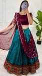 ATTRACTIVE JACQUARD SILK FOIL PRINT WORK LEHENGA CHOLI WITH DUPATTA FESTIVAL WEAR WHOLESALE PRICE ETHNIC GRAMENT (21)