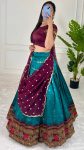 ATTRACTIVE JACQUARD SILK FOIL PRINT WORK LEHENGA CHOLI WITH DUPATTA FESTIVAL WEAR WHOLESALE PRICE ETHNIC GRAMENT (21)