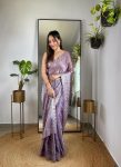 ATTRACTIVE JIMMY CHOO SEQUENCE EMBROIDERY THRAD WORK SAREE WITH UNSTITCHED BLOUSE FESVIVAL WEAR WHOLESALE PRICE ETHNIC GARMENT (11)