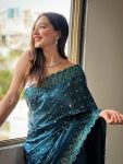 ATTRACTIVE JIMMY CHOO SEQUENCE EMBROIDERY THRAD WORK SAREE WITH UNSTITCHED BLOUSE FESVIVAL WEAR WHOLESALE PRICE ETHNIC GARMENT 2 (3)