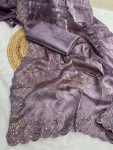 ATTRACTIVE JIMMY CHOO SEQUENCE EMBROIDERY THRAD WORK SAREE WITH UNSTITCHED BLOUSE FESVIVAL WEAR WHOLESALE PRICE ETHNIC GARMENT (11)