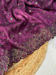 ATTRACTIVE JIMMY CHOO SEQUENCE EMBROIDERY THRAD WORK SAREE WITH UNSTITCHED BLOUSE FESVIVAL WEAR WHOLESALE PRICE ETHNIC GARMENT1 (3)