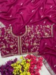 ATTRACTIVE ORGANZA SILK EMBROIDERY ZARI SEQUENCE WORK SAREE WITH UNSTITCHED BLOUSE PARTY WEAR WHOLESALE PRICE ETHNIC GARMENT 2 (2)