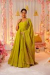ATTRACTIVE ROMAN SILK SEQUENCE ZARI WORK TOP BOTTOM WITH DUPATTA WEDDING WEAR WHOLESALE PRICE ETHNIC GARMENT (2)
