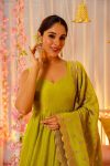 ATTRACTIVE ROMAN SILK SEQUENCE ZARI WORK TOP BOTTOM WITH DUPATTA WEDDING WEAR WHOLESALE PRICE ETHNIC GARMENT (2)