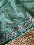 ATTRACTIVE TWILL NET THREAD SEQUENCE EMBROIDERY WORK SAREE WITH UNSTITCHED BLOUSE PARTY WEAR WHOLESALE PRICE ETHNIC GARMENT (11)