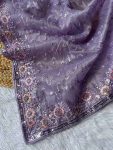 ATTRACTIVE TWILL NET THREAD SEQUENCE EMBROIDERY WORK SAREE WITH UNSTITCHED BLOUSE PARTY WEAR WHOLESALE PRICE ETHNIC GARMENT 3 (5)