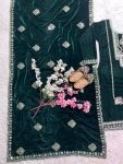 ATTRACTIVE VISCOSE VELVET EMBROIDERY CODING SEQUENCE WORK TOP BOTTOM WITH DUPATTA FESTIVAL WEAR WHOLESALE PRICE ETHNIC GARMENT (3)