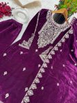 ATTRACTIVE VISCOSE VELVET EMBROIDERY SEQUENCE WORK TOP BOTTOM WITH DUPATTA FESTIVAL WEAR WHOLESALE PRICE ETHNIC GARMENT (4)
