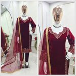 ATTRACTIVE VISCOSE VELVET EMBROIDERY SEQUENCE WORK TOP BOTTOM WITH DUPATTA FESTIVAL WEAR WHOLESALE PRICE ETHNIC GARMENT (6)