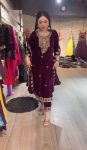 ATTRACTIVE VISCOSE VELVET EMBROIDERY SEQUENCE WORK TOP BOTTOM WITH DUPATTA FESTIVAL WEAR WHOLESALE PRICE ETHNIC GARMENT (4)