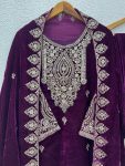 ATTRACTIVE VISCOSE VELVET EMBROIDERY SEQUENCE WORK TOP BOTTOM WITH DUPATTA FESTIVAL WEAR WHOLESALE PRICE ETHNIC GARMENT (4)