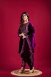 ATTRACTIVE VISCOSE VELVET EMBROIDERY SEQUENCE WORK TOP BOTTOM WITH DUPATTA PARTY WEAR WHOLESALE PRICE ETHNIC GARMENT (1)