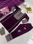 ATTRACTIVE VISCOSE VELVET EMBROIDERY SEQUENCE WORK TOP BOTTOM WITH DUPATTA PARTY WEAR WHOLESALE PRICE ETHNIC GARMENT (1)