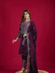 ATTRACTIVE VISCOSE VELVET EMBROIDERY SEQUENCE WORK TOP BOTTOM WITH DUPATTA PARTY WEAR WHOLESALE PRICE ETHNIC GARMENT (1)