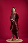 ATTRACTIVE VISCOSE VELVET EMBROIDERY SEQUENCE WORK TOP BOTTOM WITH DUPATTA PARTY WEAR WHOLESALE PRICE ETHNIC GARMENT (5)