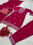 ATTRACTIVE VISCOSE VELVET EMBROIDERY WORK TOP BOTTOM DUPATTA WEDDING WEAR WHOLESALE PRICE ETHNIC GRAMENT (9)