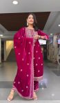 ATTRACTIVE VISCOSE VELVET EMBROIDERY WORK TOP BOTTOM DUPATTA WEDDING WEAR WHOLESALE PRICE ETHNIC GRAMENT (9)