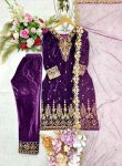 ATTRACTIVE VISCOSE VELVET SEQUENCE EMBROIDERY WORK TOP BOTTOM WITH DUPATTA FESTIVAL WEAR WHOLESALE PRICE ETHNIC GARMENT (6)