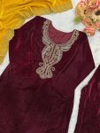 ATTRACTIVE VISCOSE VELVET SEQUENCE EMBROIDERY WORK TOP BOTTOM WITH DUPATTA PARTY WEAR WHOLESALE PRICE ETHNIC GARMENT (5)