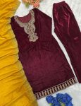 ATTRACTIVE VISCOSE VELVET SEQUENCE EMBROIDERY WORK TOP BOTTOM WITH DUPATTA PARTY WEAR WHOLESALE PRICE ETHNIC GARMENT (5)