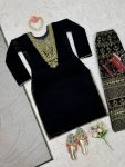 ATTRACTIVE VISCOSE VELVET THREAD SEQUENCE WORK TOP BOTTOM WITH DUPATTA FESTIVAL WEAR WHOLESALE PRICE ETHNIC GARMENT (3)