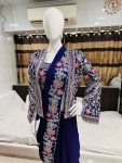 DESIGNER CHINON EMBROIDERY CODING WORK READY TO WEAR SAREE STITCHED BLOUSE WITH JACKET PARTY WEAR WHOLESALE PRICE ETHNIC GARMENT (6)