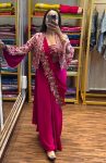 DESIGNER CHINON EMBROIDERY CODING WORK READY TO WEAR SAREE STITCHED BLOUSE WITH JACKET PARTY WEAR WHOLESALE PRICE ETHNIC GARMENT (3)