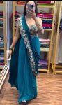 DESIGNER CHINON EMBROIDERY CODING WORK READY TO WEAR SAREE STITCHED BLOUSE WITH JACKET PARTY WEAR WHOLESALE PRICE ETHNIC GARMENT (4)