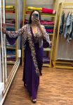 DESIGNER CHINON EMBROIDERY CODING WORK READY TO WEAR SAREE STITCHED BLOUSE WITH JACKET PARTY WEAR WHOLESALE PRICE ETHNIC GARMENT (6)