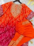 DESIGNER CHINON SILK DIGIAL PRINED EMROIDERY MIRROR WORK KAFTAN WITH DHOTI PARY WEAR WHOLESALE PRICE EHNIC GARMEN (6)