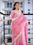 DESIGNER CHINON SILK EMBROIDERY WORK SAREE WITH UNSTITCHED BLOOUSE PARTY WEAR WHOLESALE PRICE ETHNIC GARMENT (3)