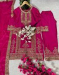 DESIGNER CHINON SILK SEQUENCE EMBROIDERY WORK TOP BOTTOM WITH DUPATTA FESTIVAL WEAR WHOLESALE PRICE ETHNIC GARMENT 1 (2)