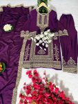 DESIGNER CHINON SILK SEQUENCE EMBROIDERY WORK TOP BOTTOM WITH DUPATTA FESTIVAL WEAR WHOLESALE PRICE ETHNIC GARMENT 2 (1)