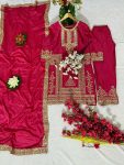 DESIGNER CHINON SILK SEQUENCE EMBROIDERY WORK TOP BOTTOM WITH DUPATTA FESTIVAL WEAR WHOLESALE PRICE ETHNIC GARMENT (12)