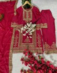 DESIGNER CHINON SILK SEQUENCE EMBROIDERY WORK TOP BOTTOM WITH DUPATTA FESTIVAL WEAR WHOLESALE PRICE ETHNIC GARMENT (12)