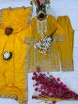 DESIGNER CHINON SILK SEQUENCE EMBROIDERY WORK TOP BOTTOM WITH DUPATTA FESTIVAL WEAR WHOLESALE PRICE ETHNIC GARMENT 3 (4)