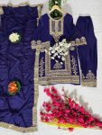 DESIGNER CHINON SILK SEQUENCE EMBROIDERY WORK TOP BOTTOM WITH DUPATTA FESTIVAL WEAR WHOLESALE PRICE ETHNIC GARMENT1 (1)