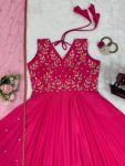 DESIGNER CHINON SILK THREAD SEQUENCE WORK GOWN BOTTOM WITH DUPATTA FESTIVAL WEAR WHOLESALE PRICE ETHNIC GARMENT (3)