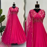 DESIGNER CHINON SILK THREAD SEQUENCE WORK GOWN BOTTOM WITH DUPATTA FESTIVAL WEAR WHOLESALE PRICE ETHNIC GARMENT (3)