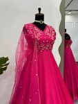 DESIGNER CHINON SILK THREAD SEQUENCE WORK GOWN BOTTOM WITH DUPATTA FESTIVAL WEAR WHOLESALE PRICE ETHNIC GARMENT (3)